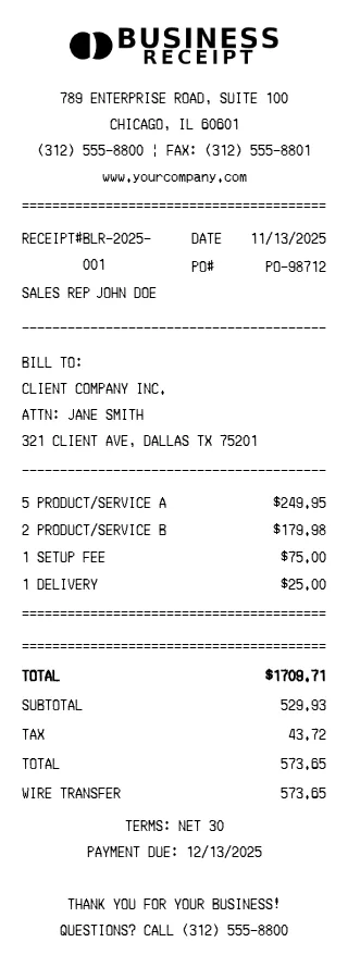 Business Logo Receipt