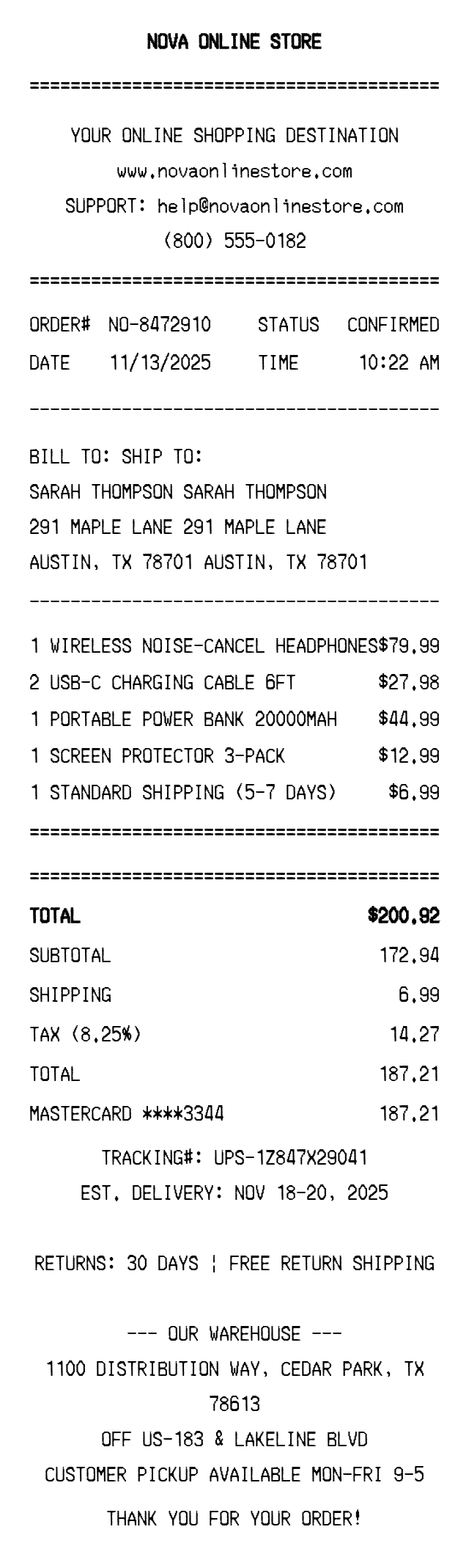 Internet Digital Receipt Receipt