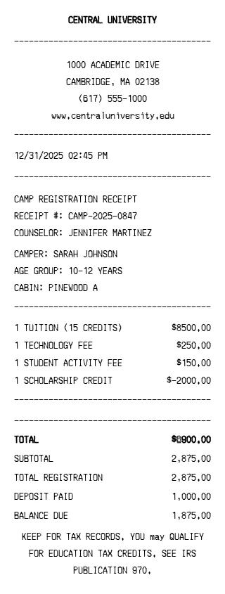 Tuition Receipt